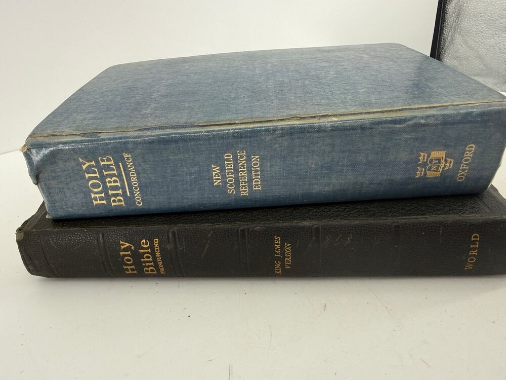 Vintage Holy Bible Lot 2 King James Oxford Scofield Reference Red Letter Study